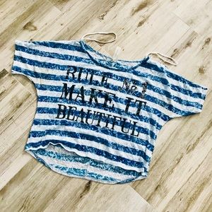 Smal. Blue stripped crop top
